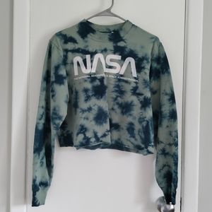 Tie dye fleece lined crop sweater